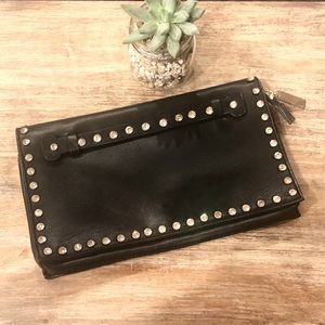 Charming Charlie Black Leather Stud Clutch